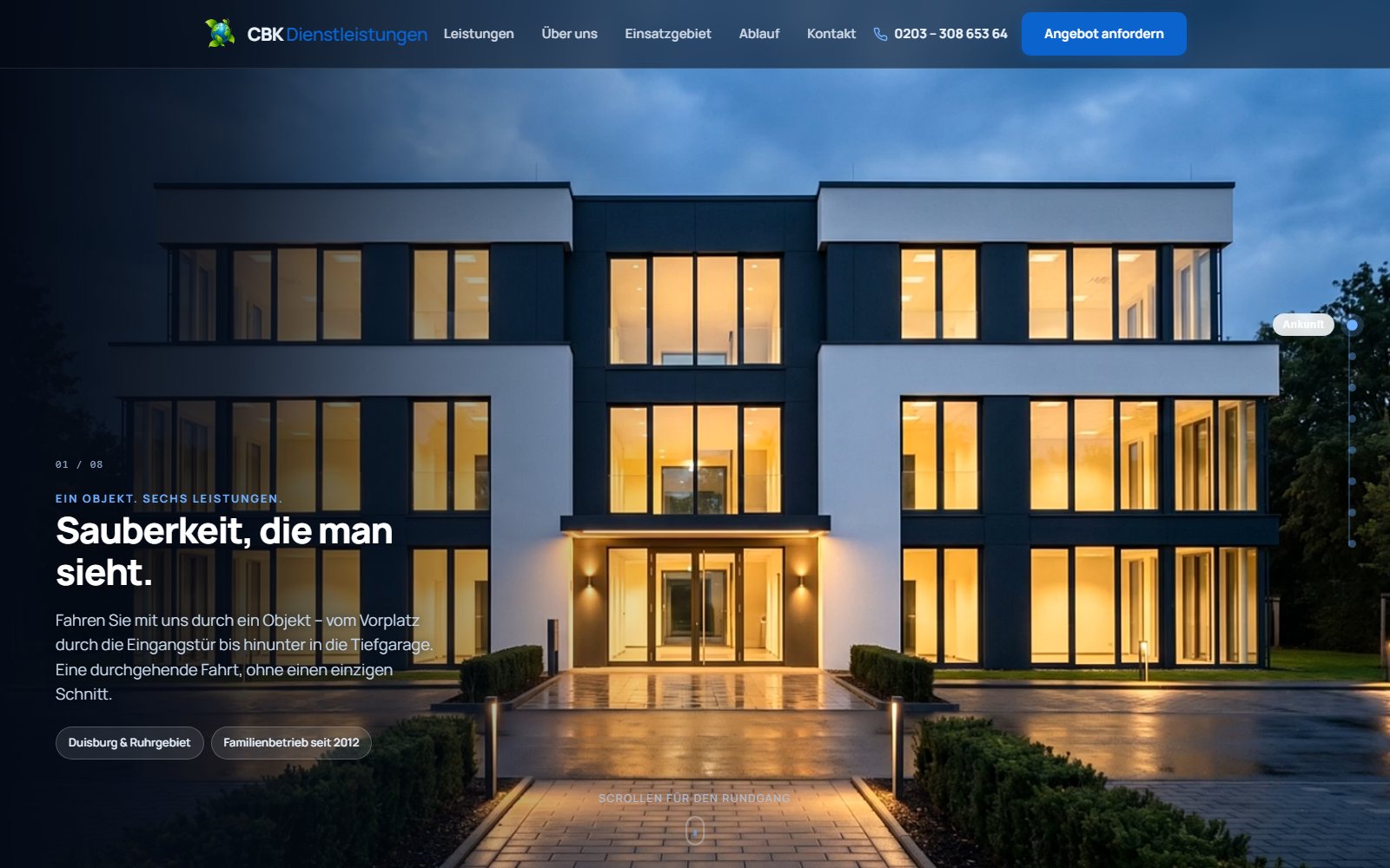 Website CBK Dienstleistungen Gebäudereinigung